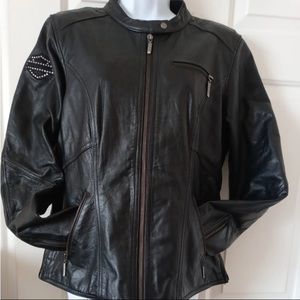 Harley Davidson ladies leather riding jacket size Medium Tall